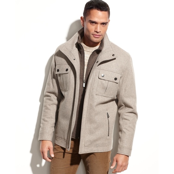 Michael Kors Other - Michael Kors Men's Knit-Bib Wool-Blend Coat Taupe